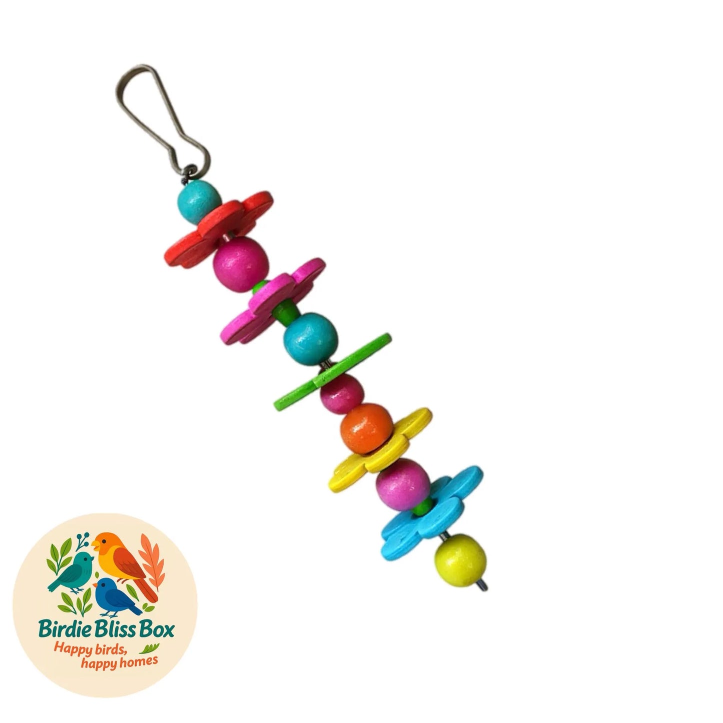 Floral Bead Cascade Bird Toy – Colourful Hanging Enrichment for Budgies & Small Parrots