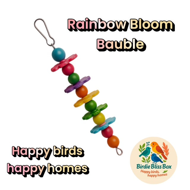 🌼 Rainbow Bloom Bauble – Crafted for Happy Beaks and Stylish Perches