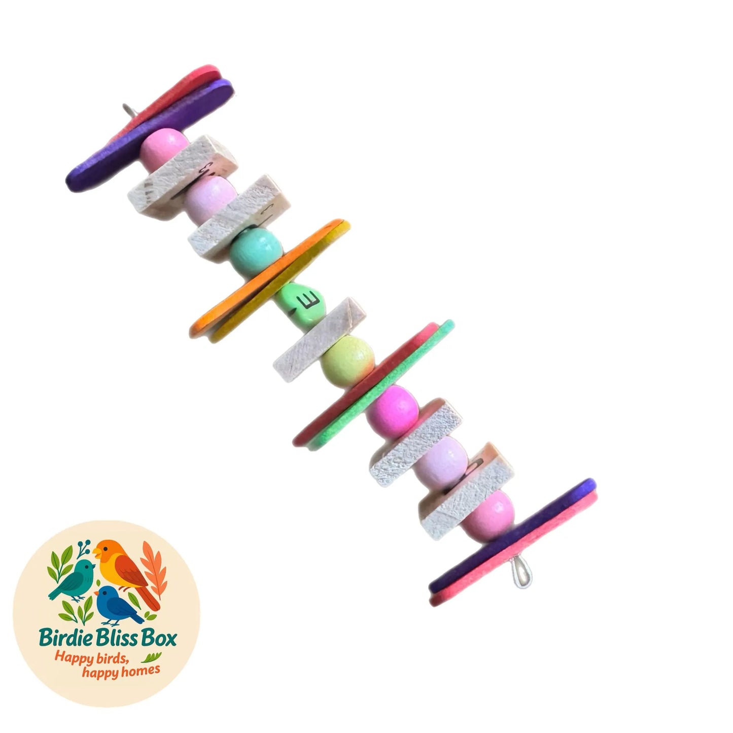 Mixed-Material Bird Toy – Colourful Hanging Enrichment for Small Parrots & Budgies