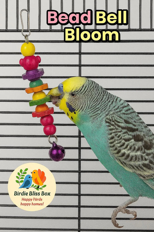 Bead Bell Bloom – Handmade Bird Toy by Birdie Bliss Box