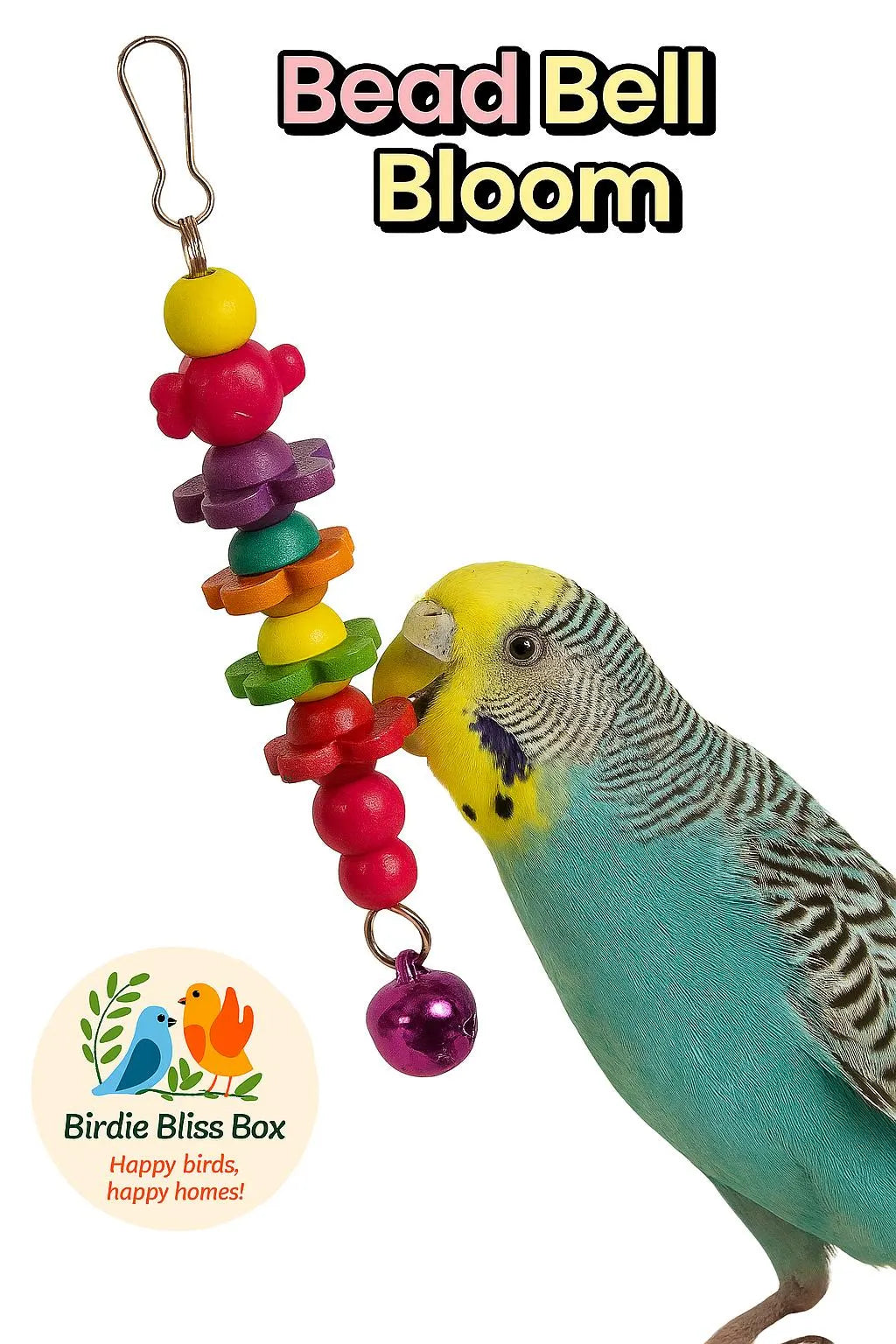 Bead Bell Bloom – Handmade Bird Toy by Birdie Bliss Box