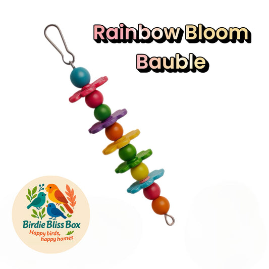 🌼 Rainbow Bloom Bauble – Crafted for Happy Beaks and Stylish Perches