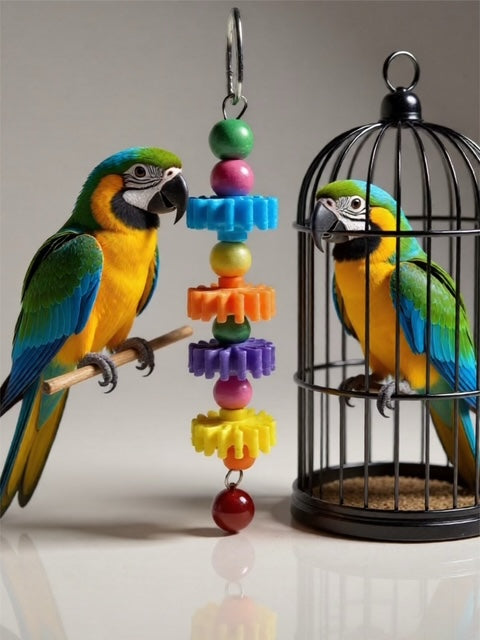 ✨ Twirl & Shine Sensory Bird Toy – Handmade for Happy Beaks