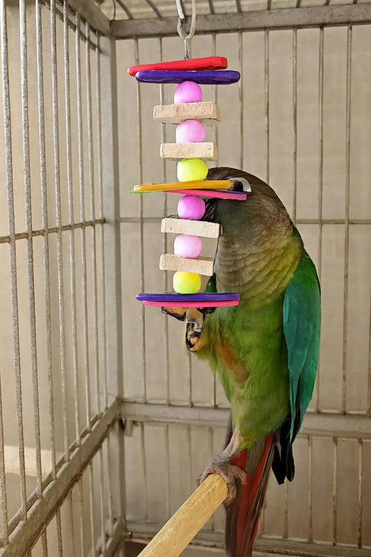 Mixed-Material Bird Toy – Colourful Hanging Enrichment for Small Parrots & Budgies