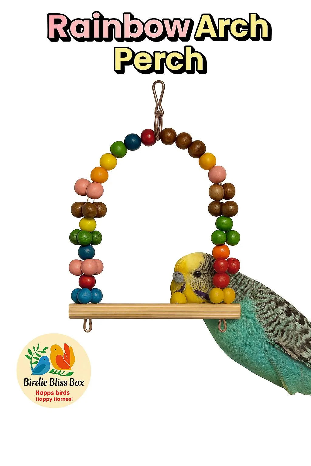 Rainbow Arch Perch – Handmade Bird Perch by Birdie Bliss Box