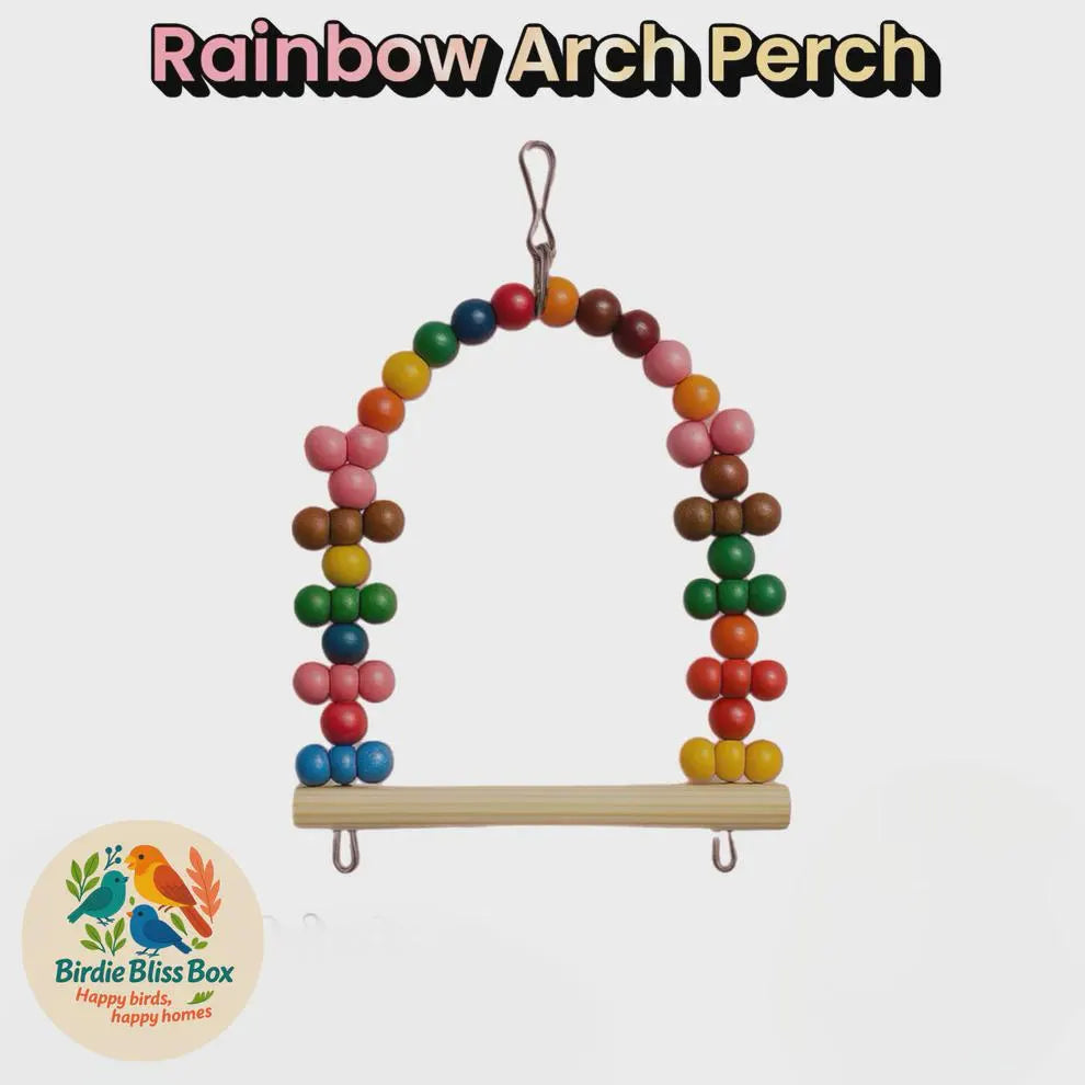 Rainbow Arch Perch – Handmade Bird Perch by Birdie Bliss Box