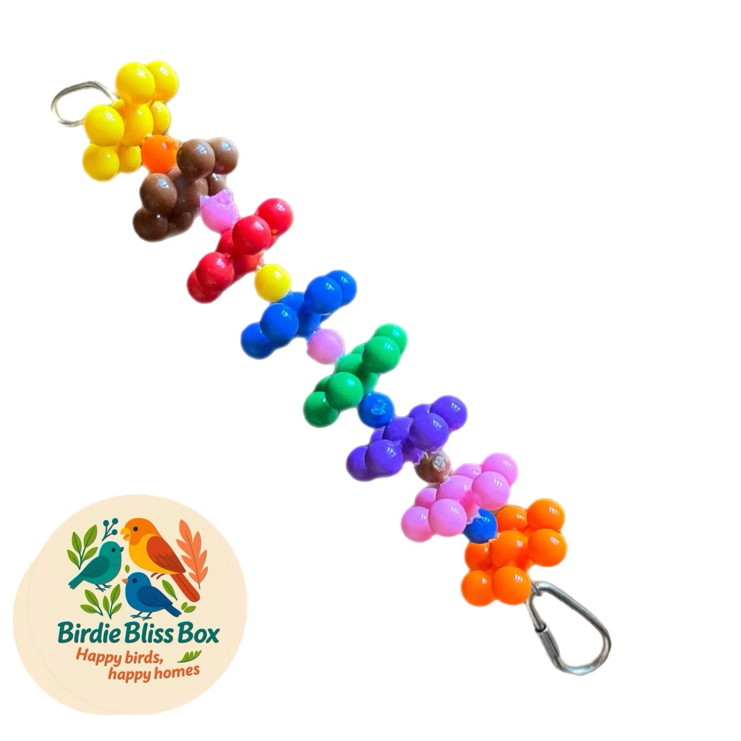 Rainbow Bead Cluster Bird Toy – Colourful Hanging Enrichment for Small Birds