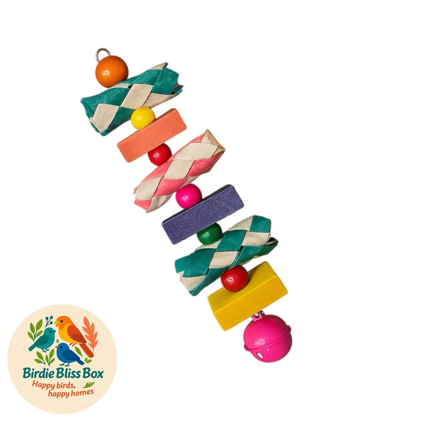 Rainbow Rattle Stack – Hanging Bird Toy for Cage Enrichment