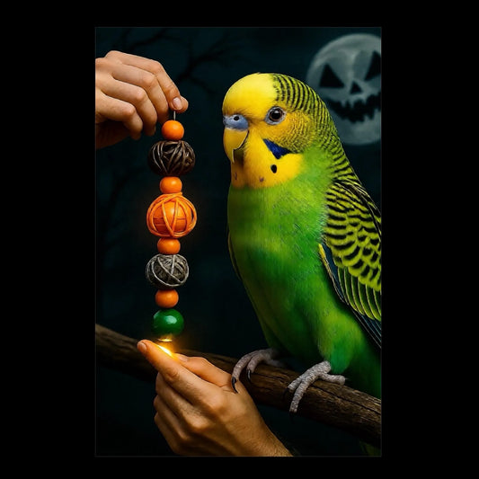Spooky Chic Birdie Toy – Halloween Hanging Rattan & Bell Delight